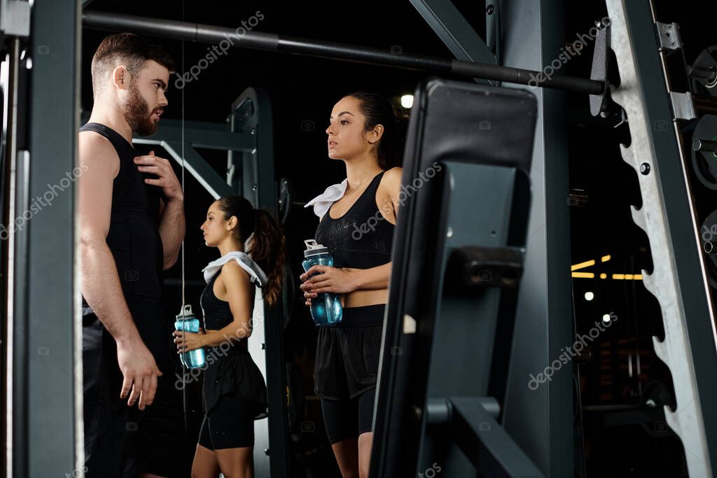Club deportivo con gimnasio y socios entrenando